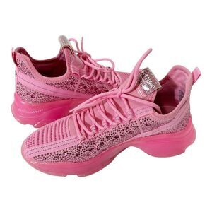 Steve Madden Womens Maxima Hot Pink Barbiecore Rhinestone Chunky Sneaker Size 11